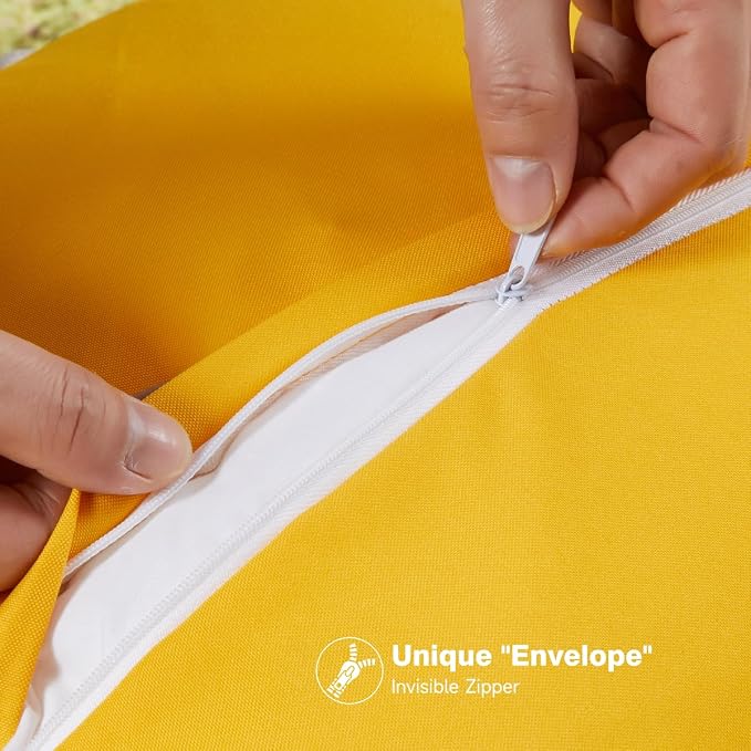 JOJOGOGO Yellow Scalloped Outdoor Lumbar Pillow Covers 12x20 Set of 2