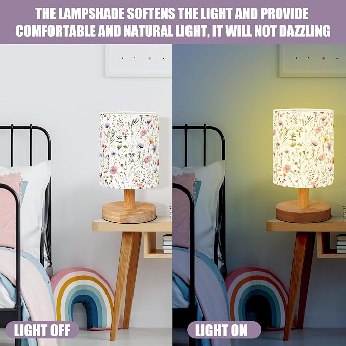 VIHOSE Wildflower Kids Table Lamp for Bedroom Kids Lamps for Girls Room