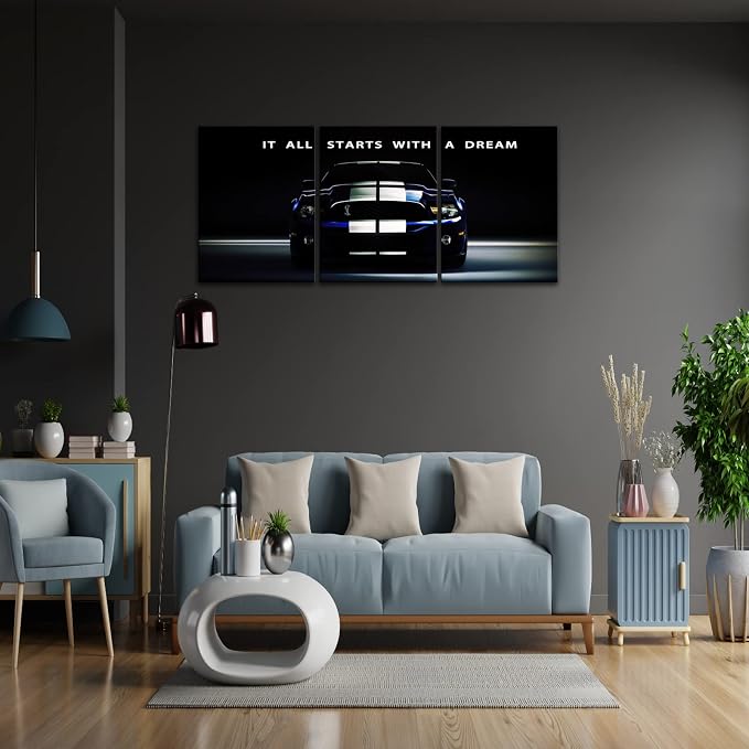 KAWAHONE Motivational Canvas Wall Art - It All Starts with A Dream,Office Inspirational Poster Prints Quotes Wall Decor Gallery-Wrapped Frame Ready to Hang