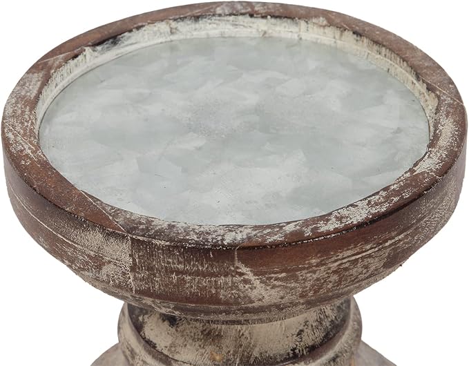 SOFE Wood Pillar Candle Holder, Handmade Farmhouse Candle Holders 6“ Tall