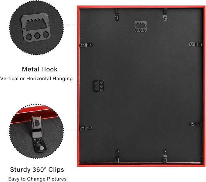 Frametory 16x20 Red Aluminum Metal Picture Frame Mat for 11x14 Glass
