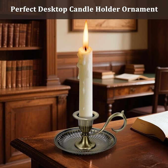 1pcs Vintage Candlestick Holders Brass Candle Stick Holders Decor with Handle for Centerpiece Party Wedding Table Home Decor Gift