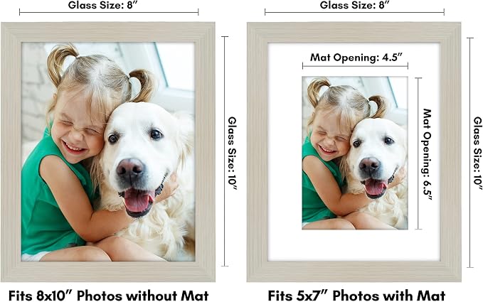 Americanflat 8x10 Picture Frame with Shatter-Resistant Glass - Use as 5x7 Frame with Mat or Display 8x10 Photo Without Mat - Signature Collection - Picture Frames for Tabletop and Wall - Light Wood