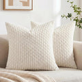 Fancy Homi 2 Packs Cream White Decorative Throw Pillow Covers 16x16 Inch for Couch Bed Sofa, Modern Farmhouse Boho Home Decor, Soft Cute Plush Corduroy Cushion Case 40x40 CM