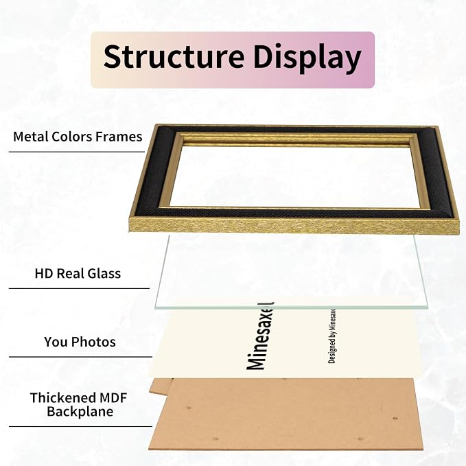 5x7 Picture Frame - Black Fabric & Vintage Gold Border HD Real Glass with Easel for Tabletop/Wall (Family Photos, Modern Decor 1 Pack)