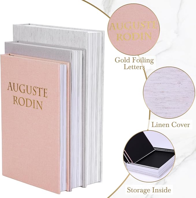 XKDOUS 3 Pack Linen Decorative Books for Home Decor Coffee Table Book Boxes