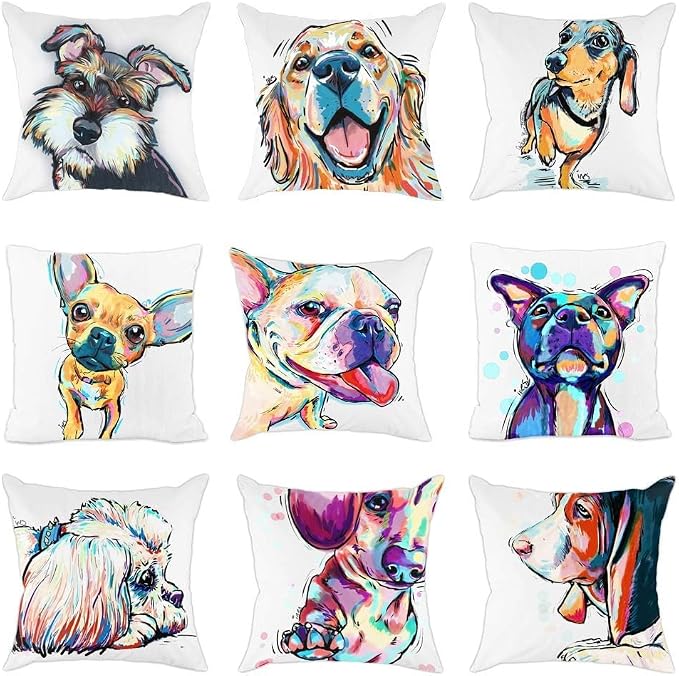 Cute Pet Wiener Dog Pattern Throw Pillow Covers Polyester Cushion Cover Pillowcases Sofa Home Decor 18"x 18"Inch (45 x 45cm)