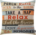 TRENDIN Square Pillow Cover - 18 X 18 Inch Decorative Throw Pillowcase, Porch Rules PL240TR