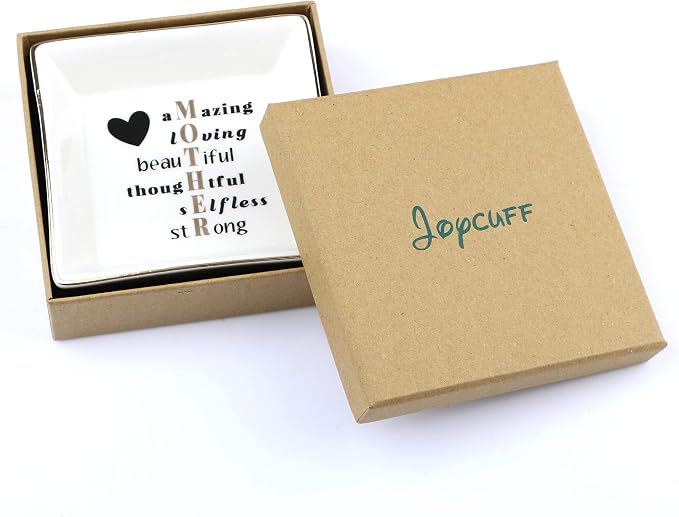 JoycuFF Birthday Gifts for Mom Ring Trinket Dish Tray Jewelry Ring Holder Mother's Day Thanksgiving Day Christmas Gifts for Mom Mama from Daughter or Son