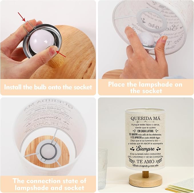 WSYEAR Mom Gifts in Spanish, Regalos para Mujer Table Lamp, Mom Birthday Gifts, Mother Gifts in Spanish from Daughter Son, Regalos De Navidad para Mujer