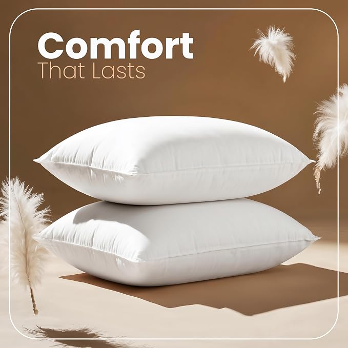 Utopia Bedding 12x20 Pillow Inserts, White Throw Pillows for Couch, 2 Pack | Indoor cushion inserts for bed, sofa & couch, Supportive & fluffy decorative pillows for everyday comfort, Set of 2, White