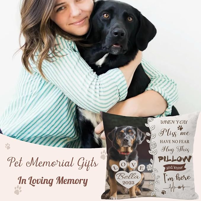 Alienc Personalized Pet Memorial Gifts for Dogs Cats, Custom Pet Memorial Throw Pillow Cover (Optional Pillow Insert), Loss of Dog Sympathy Gift
