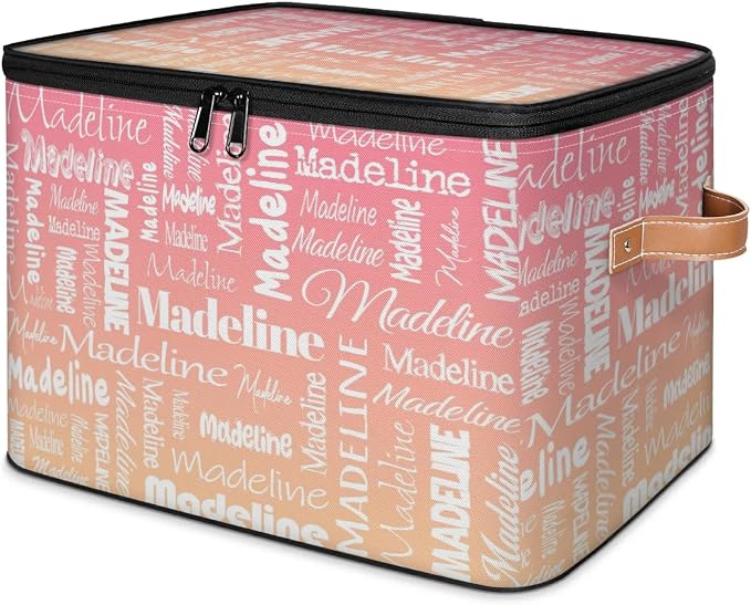 Custom Name Storage Basket, Personalized Keepsake Box, Pink Apricot