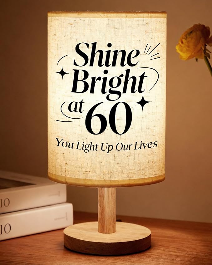 60th Birthday Gifts for Women Fabric Lamp, 60th Birthday Gifts for Hers, 60 Year Old Gifts for Women Table Lamp, Happy 60th Birthday Gifts