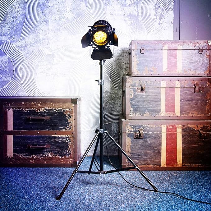 Vintage Industrial Black Retro Tripod Adjustable Floor lamp Parking Light, 5 Meter Cable with Foot Switch Parking Light Tripod gooseneck for Living Room Bedroom Office bar Lighting (Pack of 2)