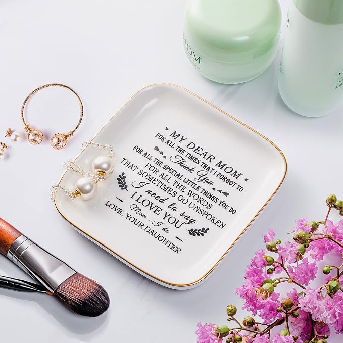 Mom Gifts from Daughter - Ring Dish for Mom Mothers Day Birthday Christmas