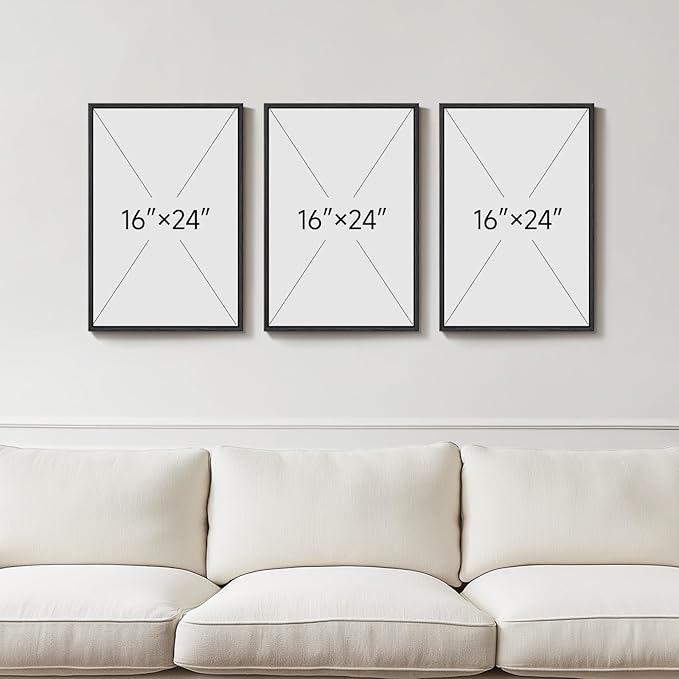 Framed Blue Green Abstract Landscape Wall Art, 3 Piece Set, Each 16x24 In | Soft nature lake pictures, Canvas prints, Wood frame, Modern wall paintings, Wall decor for living room bedroom dining room