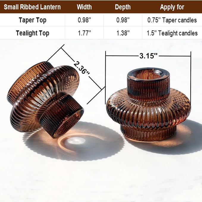 VOHO 18pcs Amber Taper Candle Holders for Table Centerpiece Wedding Party
