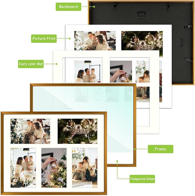 Golden State Art 11x14 Collage Frame w/Mat for 5 4x6 Photos Bronze 1 Pack