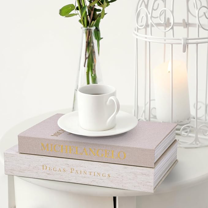 XKDOUS 3 Pack Linen Decorative Books for Home Decor Coffee Table Book Boxes
