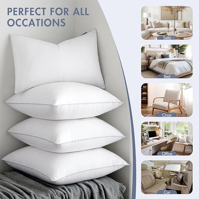 MIULEE 12x20 Pillow Inserts (Set of 4) -Decorative Throw Pillow with 100% Cotton Cover Rectangle for Sofa Couch
