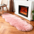 linmopm Faux Fur Sheepskin Rug, Pink, 2x6 ft Runner | Shag Fluffy Fuzzy, High-Density Cushion, For Bedroom Bedside Living Room, Plush Carpet