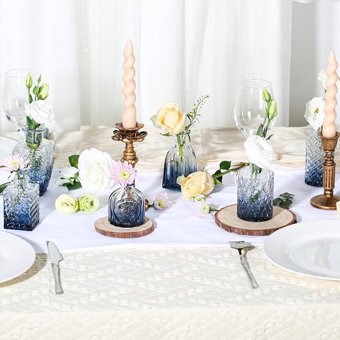 24PCS Mini Bud Vases As Wedding Centerpieces for Tables,Clear Bud Vases for Flowers,Small Flower Vases Suitable for Birthday Party,Anniversary,Wedding Reception,Baby Shower (Blue)
