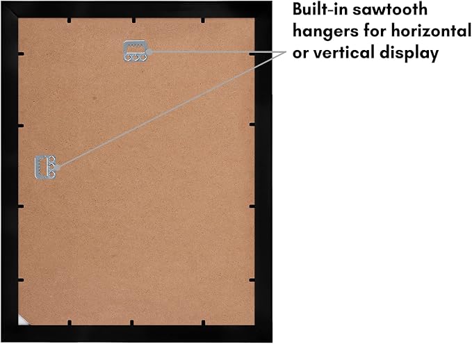 Americanflat 11x14 Picture Frame with Shatter-Resistant Glass - Use as 8x10 Frame with Mat or Display 11x14 Photo Without Mat - Signature Collection - Picture Frames for Wall Display - Black
