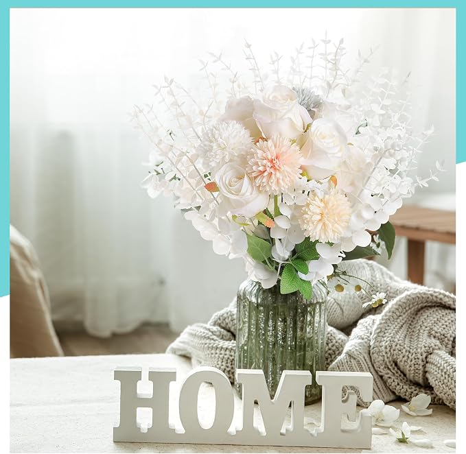 Canlierr 50 Pcs Faux Eucalyptus Stems Greenery Leaves Branch,White | Artificial Greenery for Wedding Centerpiece, Bouquet, Farmhouse Home Decor, Realistic Foliage, Vase Arrangements