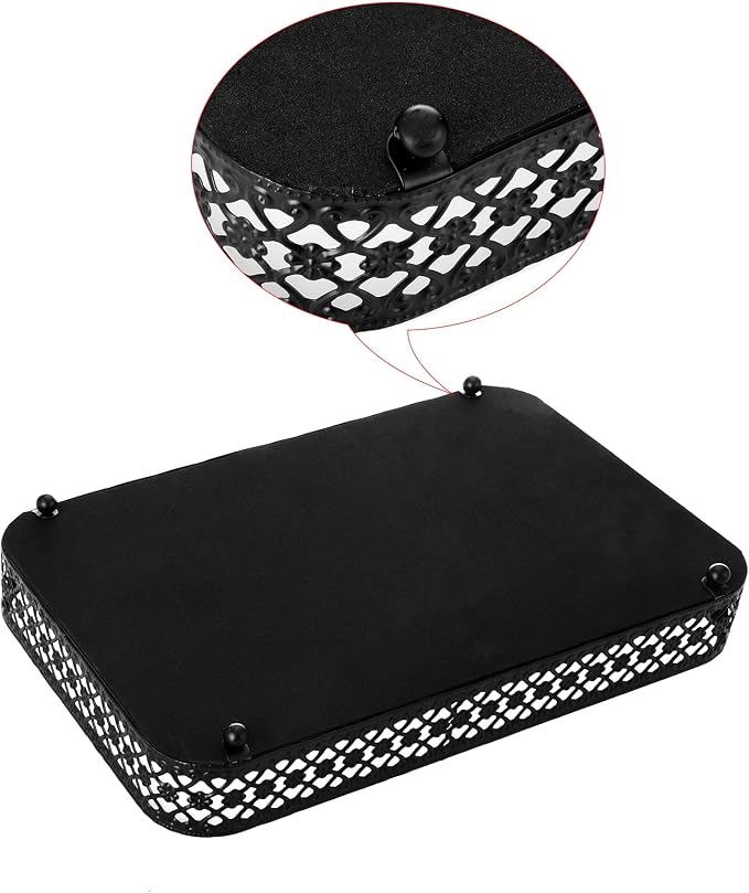 ELLDOO Black Mirror Glass Perfume & Makeup Vanity Tray, Medium Size