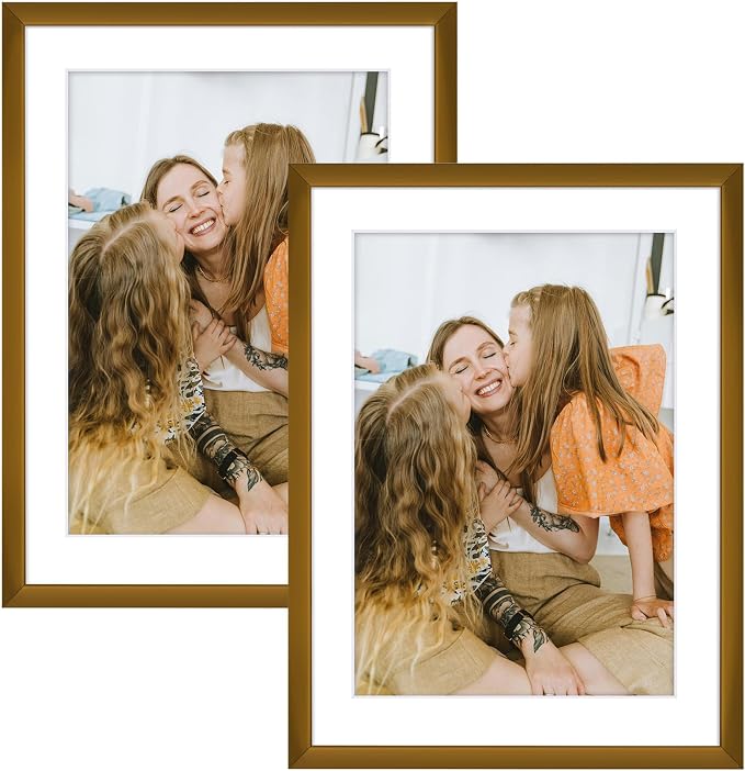 Frametory 2 Pack 6x8 Aluminum Frame with Mat for 5x7 Photo, Bronze
