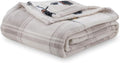 Berkshire Blanket Peanuts® VelvetLoft® Cute Character Snoopy Plush Throw Blanket,Lakeside Plaid Harvest Snoopy and Woodstock Grey,Throw 55 in x 70 in (Official Peanuts® Product)