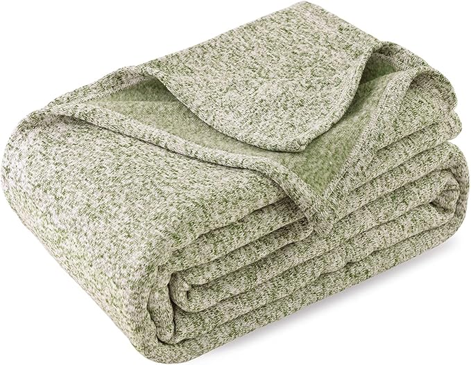 KAWAHOME Summer Sweatshirt King Size Blanket for Bed Lightweight Soft Thin | Breathable Jersey Blankets for Hot Sleepers in Air-Conditioned Room, Home Decor Holiday Gift, 108 X 90 Inches, Heather Green