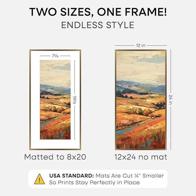 Homeforia 12x24 Bronze Picture Frame, High-End Metal, 8x20 Mat, Glass