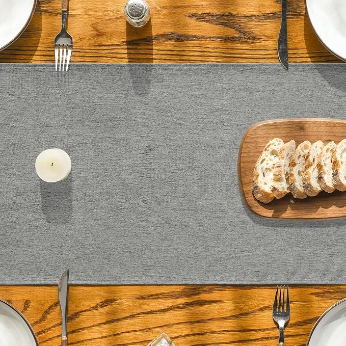 Artoid Mode Light Grey Table Runner, Seasonal Washable Kitchen Dining Table Decoration for Home Party Decor 13x60 Inch