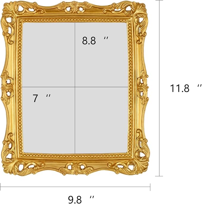 OIGUMR Square Wall Mirror Vintage Mirror Gold Mirror 11.8x9.8 inch