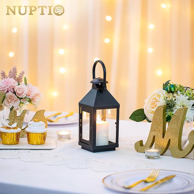 NUPTIO Garden Lantern for Pillar Candles: Vintage Metal Candle Holder