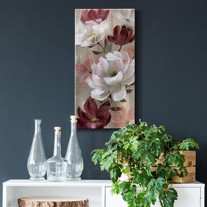 Renditions Gallery Canvas Flower Wall Art Home Glam Paintings & Prints Colorful Rose Garden Modern Romantic Botanical Wall Hanging Decorations for Bedroom Office Kitchen - 8"x16" LT43
