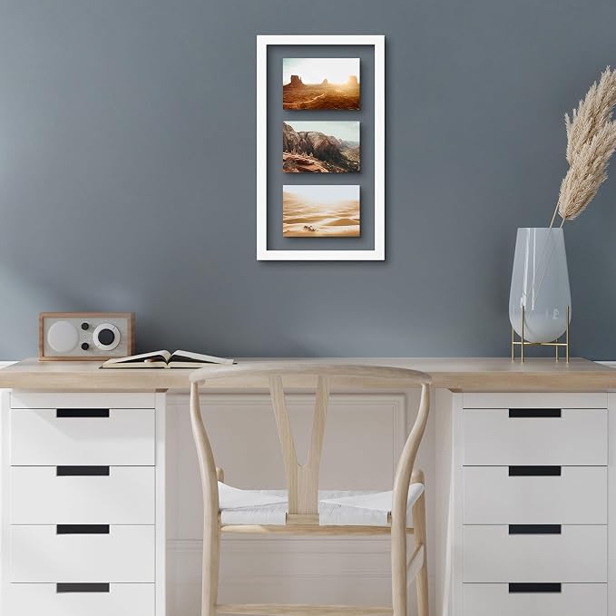 Americanflat 4x6 Floating Collage Picture Frame - Fits 3 - White
