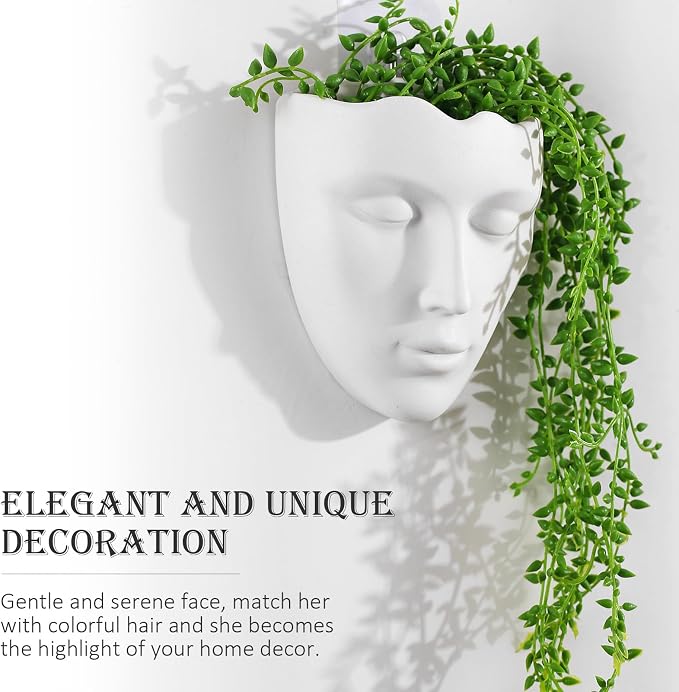 Ceramic White Face Vase, Drainage Hole, Modern Design, Suitable for Home, Office, Outdoor Decor