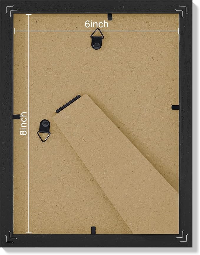 Vittanly 6x8 Picture Frames Set of 9 for Wall or Tabletop Display, Black | Display Pictures 4x6 with Mat or 6x8 without Mat, Small Photo Frames, Engineered Wood with Shatter Resistant Plexiglass