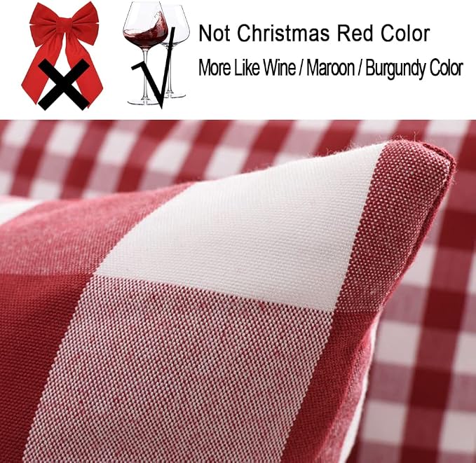 Red and White Buffalo Check Plaid Outdoor Throw Pillow Cover 18x18 Set of 4 | Red and White Christmas Plaid Pillow Covers 18x18 Set of 4, Red Checkered Striped Gingham Throw Pillows for Couch Sofa Bed