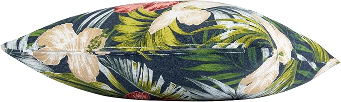 Magpie Fabrics Pack of 2 Outdoor Waterproof Throw Pillow Covers 18 x 18 Inch, Decorative Cushion Sham Pillowcase Shell for Garden Patio Balcony(Midnight Floral)