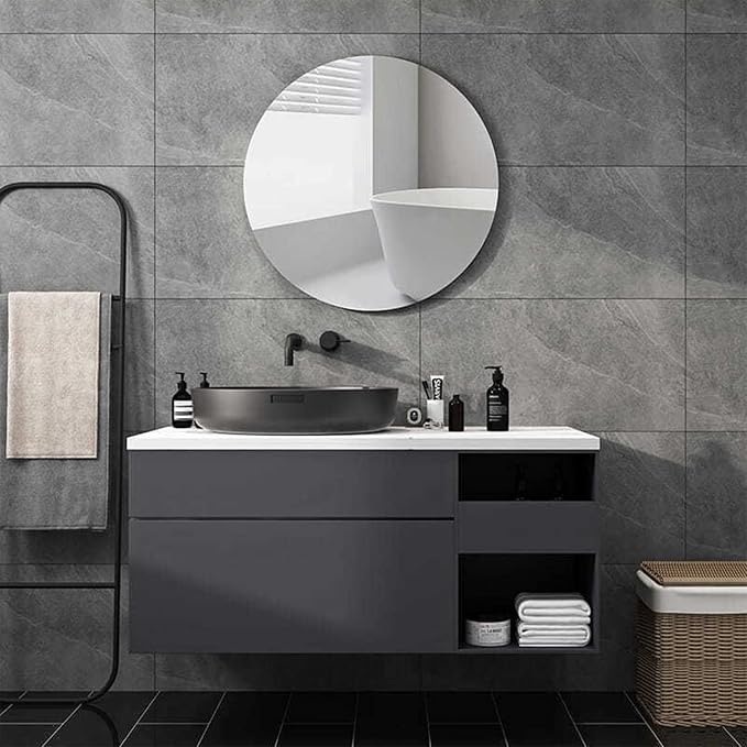 12'' Round Wall Mirror Tiles Self Adhesive Circle Mirror for Wall | High Clear Acrylic Mirror with Adhesive Tapes, Decorative Mirror for Wall, Bathroom, Bedroom, Door, Deocr