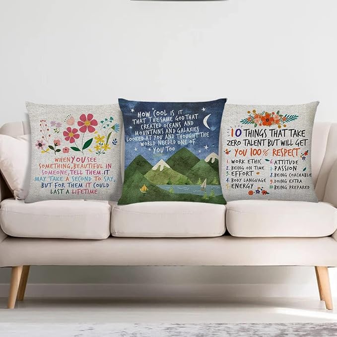 Littlefa Inspiring Gifts Cute Mountains Throw Pillow Cover Mountains Cushion Cover Decorative Pillowcase Living Room Bedroom Decor for Girls Friends Daughter Niece Women - How Cool | Christian Inspirational Throw Pillow Cover 18x18 In, Mountains Nature...