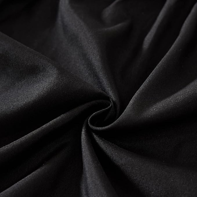 MEILA Wrap Around Elastic Bed Skirt for Queen & King Beds, 24" Drop, Black | Three-Side Adjustable Elastic Dust Ruffle, Ruffled Polyester Fabric, Easy to Install, Fade Resistant & Machine Washable
