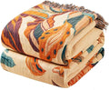 Boho Throw Blanket for Bed 100% Cotton Bohemian Blankets Ultra Soft Woven Muslin Decorative Blankets All Seasons Vintage Quilt Knitted Blanket for Sofa Chair(Orange, 60"x80")