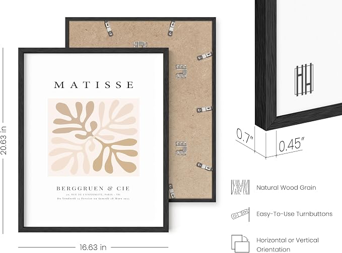 HAUS AND HUES Henri Matisse Wall Art Exhibition Poster - Matisse Paper Cutouts, Abstract Wall Art, Aesthetic Modern Poster, Colorful Matisse Cutout Flower (Black Frame, 16x20)