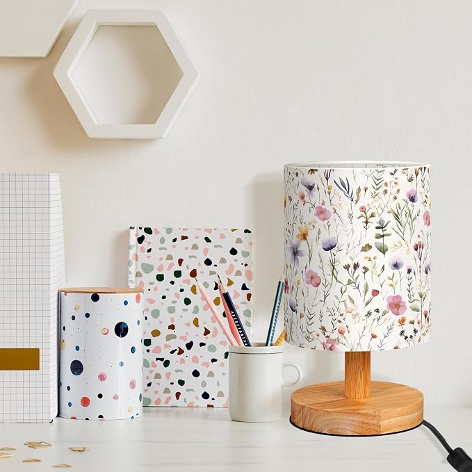 VIHOSE Wildflower Kids Table Lamp for Bedroom Kids Lamps for Girls Room