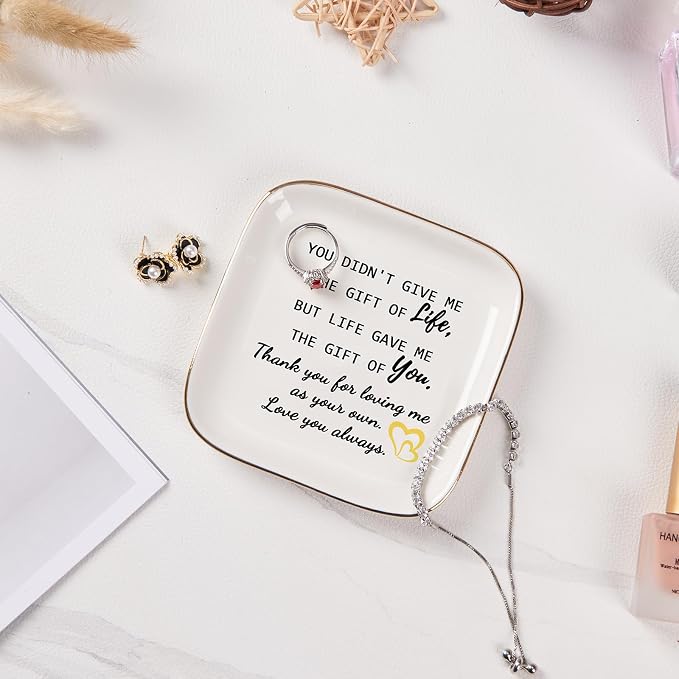 Piudee Step Mom Gifts for Bonus Mom Jewelry Dish Ring Dish Tray for Mother in Law Birthday Christmas Valentines for Stepmom Bonus Mom - Thank You for Loving Me As Your Own